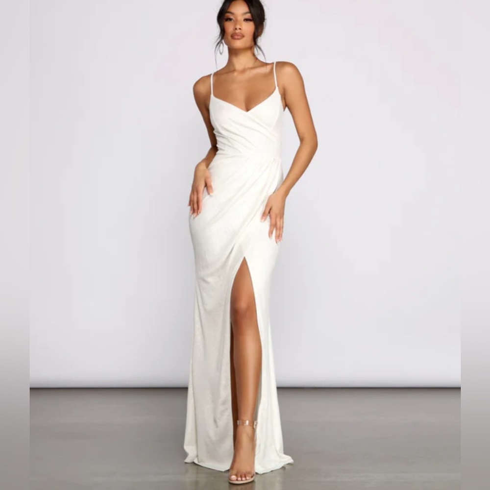 Windsor Parker Formal Metallic Wrap Dress
